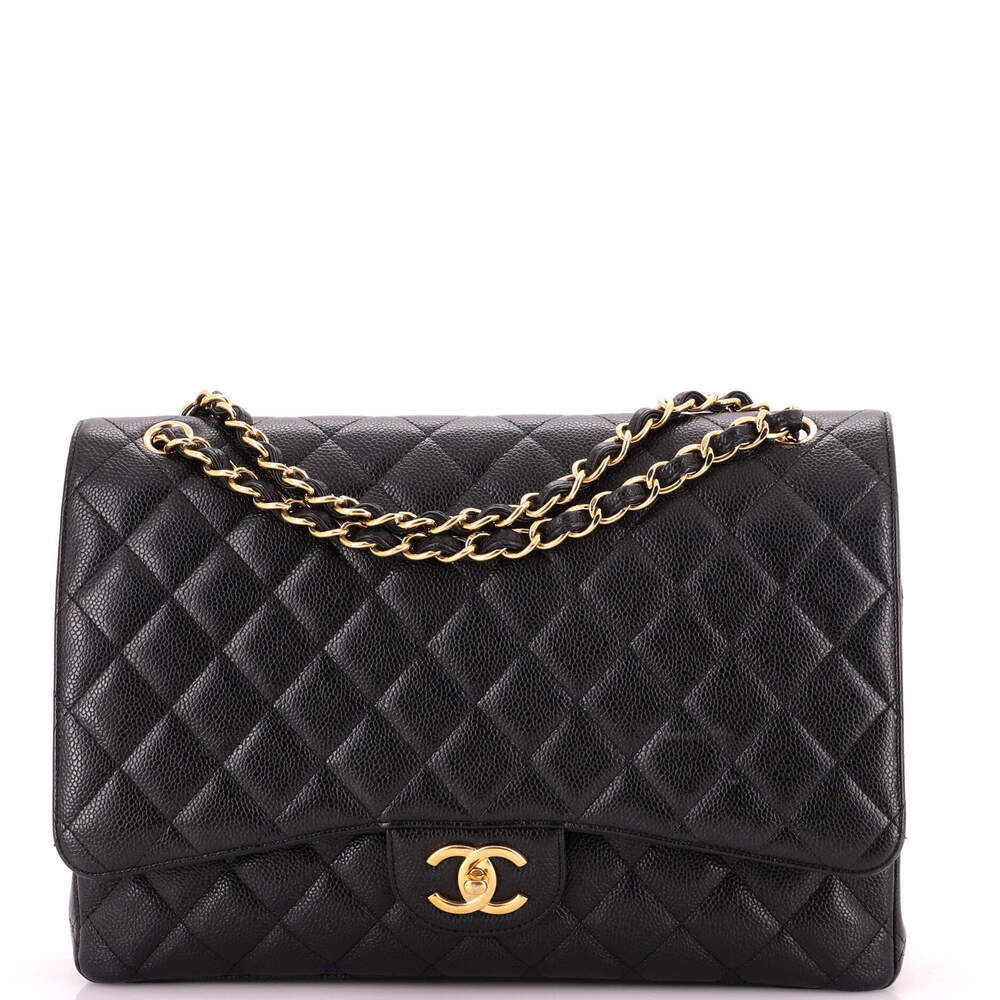 Chanel Maxi Classic Double Flap Bag Quilted Caviar